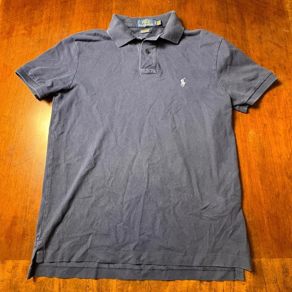Polo Ralph Lauren Custom Slim Fit Navy Stretch Mesh Polo Shirt Small